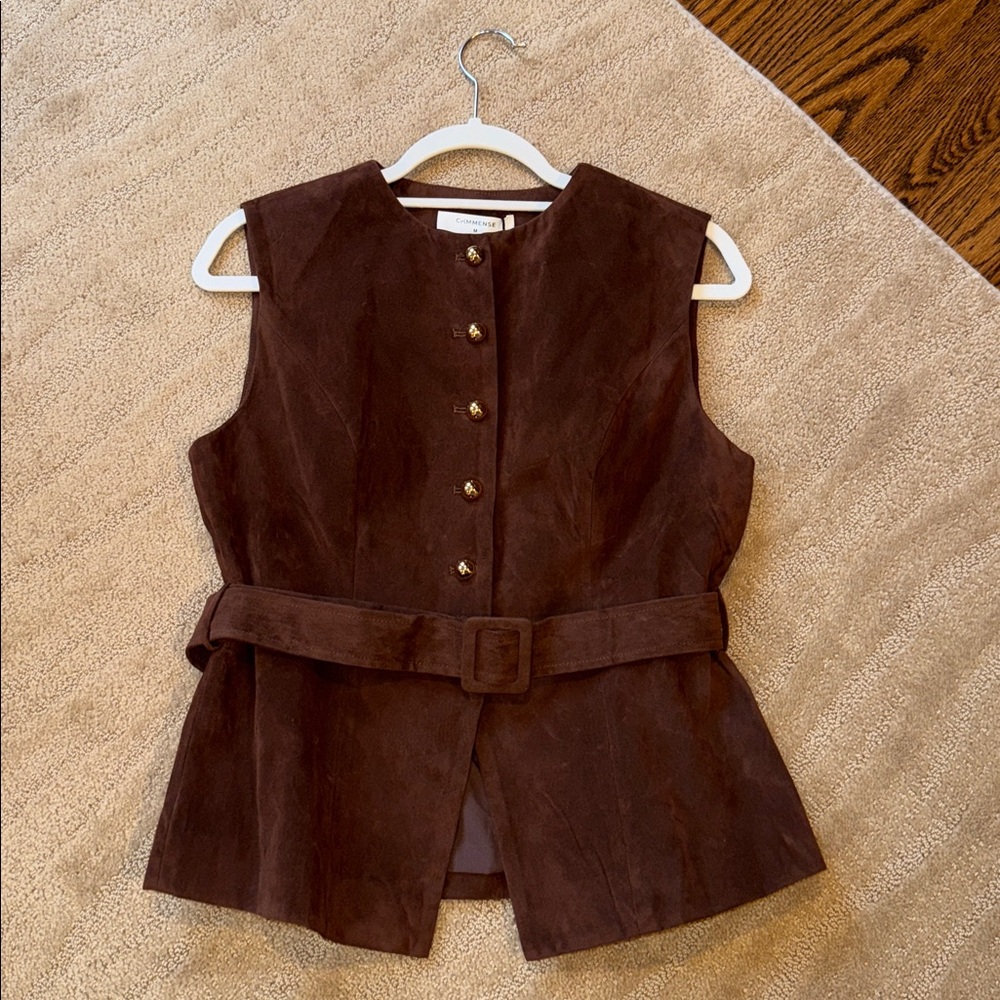 Commense Suede Effect Vest with Belt - Picture 6 of 17